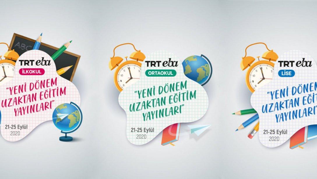2020-2021 Eğitim Öğretim Yılı, TRT EBA TV  İlkokul - Ortaokul - Lise Yayınları Başlıyor