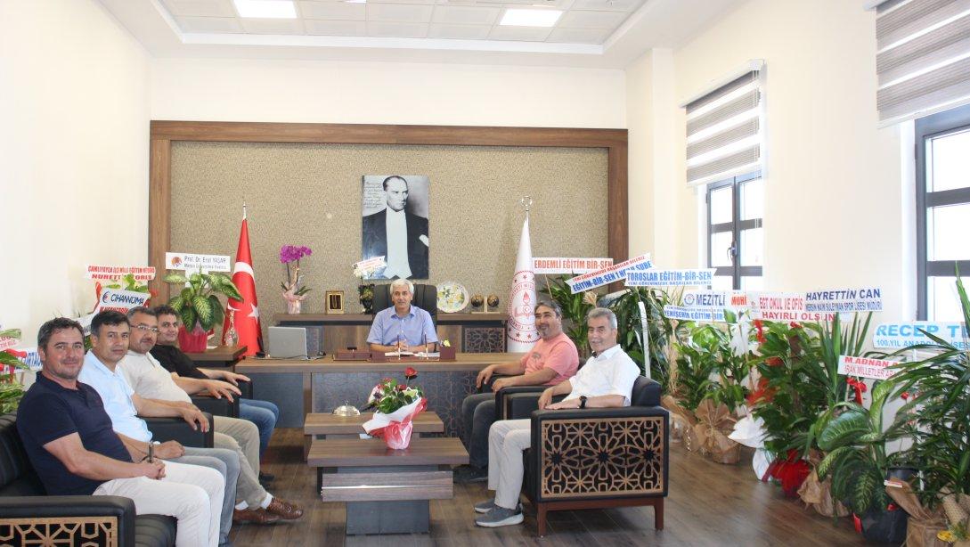 Erdemli İlçe Milli Eğitim Müdürlüğüne bağlı okulların idarecileri İlçe Milli Eğitim Müdürümüz Mehmet BADAS'ı Ziyaret Ettiler