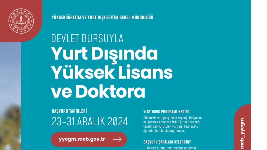 DEVLET BURSUYLA YURT DIŞINDA YÜKSEK LİSANS ve DOKTORA 