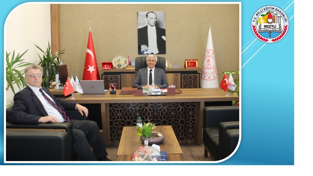 TÜRK HAVA KURUMU MERSİN ŞUBESİ BAŞKANI NİZAM ÖZBALTA, İLÇE MİLLİ EĞİTİM MÜDÜRÜMÜZ MEHMET BADAS'I ZİYARET ETTİ